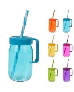 Kavanoz me pipë, qelq, ngjyra të ndryshme, 370 ml