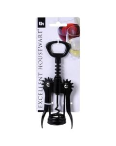 Wine/beer bottle opener, zinc, black, 16.5x6.5 cm