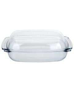 Tavë furre me kapak, qelq, transparente, 4.1 L / 34x22 cm