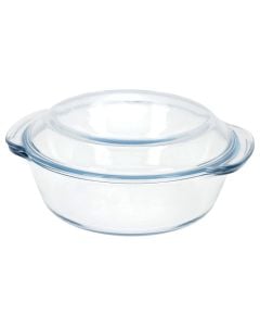 Oven dish with lid, glass, transparent, 2 L / 20.5x18x8.5 cm