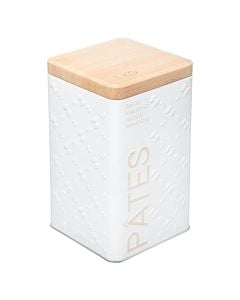 Pasta box Scandi, steel/bamboo, white/natural, 10.6x10.6x18.4 cm