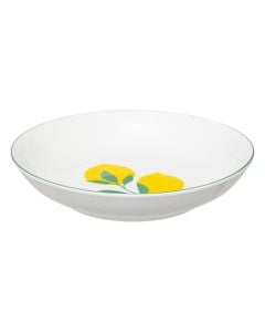 Pjatë supe, porcelan, e bardhë me motive limoni, Dia. 20 x H 4.1 cm