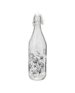 Shishe uji me tapë hermetike Limo, qelq, transparente me motive lulesh, 1L / Dia. 8.7 x H 31.7 cm