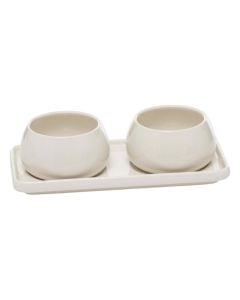 Set Nora me tasa antipasta dhe tabaka , qeramike, e bardhë, 20x10x6.5 cm