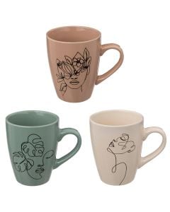 Mug Visage, faience (ceramic), assorted colors, 50 cl / 14.7x10.8x11.8 cm