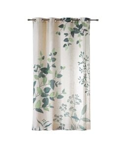Botanica full curtain with rings, polyester/linen, natural/green, 140x260 cm