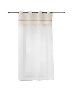 Janara net curtain with rings, polycotton/jute, white/natural, 140x240 cm