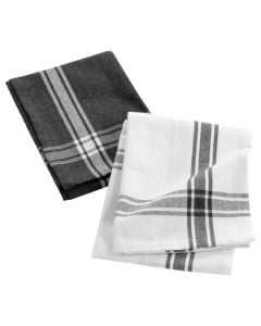 Kitchen towel (Pck 2), cotton, white/grey, 50x70 cm