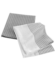 Kitchen towel (Pck 2), cotton, white/grey, 50x70 cm