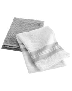 Peshqir kuzhine (PK2), pambuku, e bardhë/gri, 50x70 cm