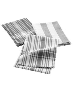 Kitchen towel (Pck 3), cotton, white/grey, 50x70 cm