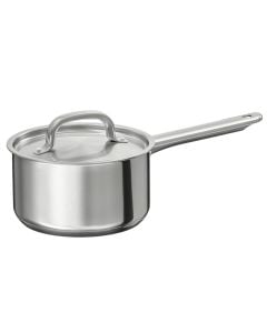 Tenxhere RomaInox Italy me induksion me një dorezë me kapak, inoks, ngjyrë argjendi, 2L / Dia. 16 x H 10 cm