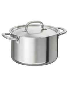 Tenxhere RomaInox Italy me induksion me kapak, inoks, ngjyrë argjendi, 5L / Dia. 22 x H 14 cm
