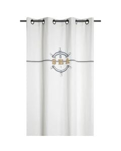 Maritime full curtain with rings, 100% cotton, off-white, 140x260 cm