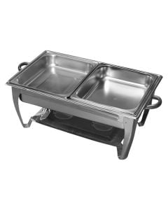 Banjo mari drejtëkëndore me 2 vasketa, inoks, ngjyrë argjendi, 55x35x25 cm