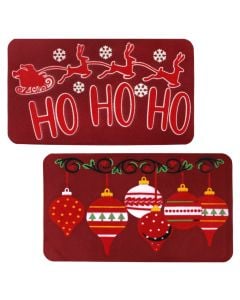 Fox Natale doormat, polypropylene/vinyl, red, assorted design, 40x70 cm