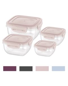 Cook&Lock food container with lid and strainer,  PP/Silicone, transparent/assorted colors, 4000 ml / 27.5x20.5x10.5 cm