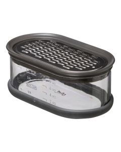 Grater with collection box, stainless steel/plastic, black, 7.8x5.5x13.8 cm