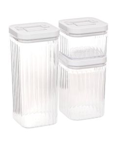 Set me tasa konservues Streaks (3 copë), plastike, transparente, 10x7.5x10 cm