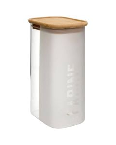 Kuti konservimi për miell Glassy, qelq/bambu, transparente/natyrale, 1.6L / 9x13x21.5 cm