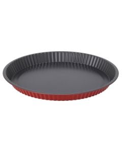 Tavë pjekje rrethore, metalike, e zezë/e kuqe, Dia. 30 x H 3 cm