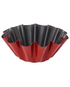 Tavë pjekje formë keku, metalike, e zezë/e kuqe, Dia. 23 x H 9 cm