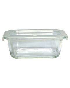 Food box with lid, glass/plastic, transparent/white, 380 ml / 14x10.5x5 cm