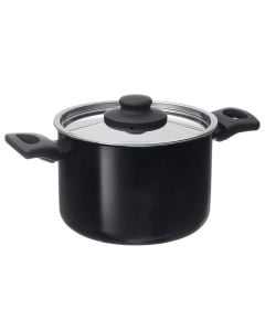 Tenxhere Roma Alu-Cook me induksion me kapak, alumin, e zezë/ngjyrë argjendi, 3 L / Dia. 18 x H 13 cm