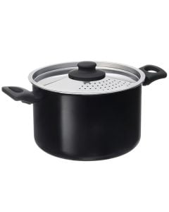 Tenxhere Roma Alu-Cook me induksion me kapak, alumin, e zezë/ngjyrë argjendi, 5 L / Dia. 22 x H 14.6 cm
