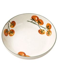 Pjatë supe Natura, porcelan, e bardhë me dizenjo domate, Dia. 20.3 x H 4.4 cm