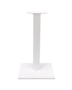 Bazament tavoline me baze katrore, metal, ngjyre e bardhe, bazament 40x40cm, tub 6x6 cm, suprine 25x25 cm, lartesi 72 cm