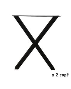 Kembe tavoline X, metal, ngjyre e zeze, tubi 4x8 cm, gjeresi 55 cm, lartesi 72 cm