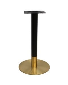 Stainless steel table base, round base, black with gold, base 41.5 cm, tube 7.6 cm, top 25x25 cm, height 72.5 cm