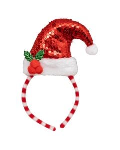 Decorative accessories with Christmas motifs, hair band, SANTA hat, red color