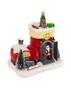 Christmas light house, LED, polyresin, L. 22 x P. 15 x H. 23.5 cm, 3x LR6 - AA - 1.5V batteries
