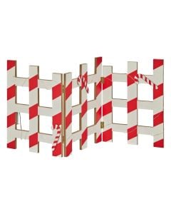 Christmas decorative fence, mdf, red and white color, L. 66 x P. 1 x H. 30 cm, 2x LR6 - AA - 1.5V batteries