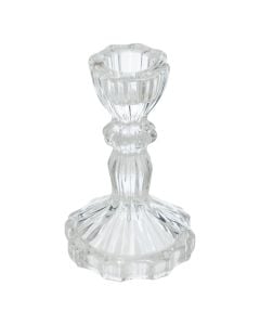 Candle holder, glass, transparent, L. 9.8 x D. 9.8 x H. 20 cm