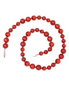 Shirit me sfera dekoruese, plastike, njyre e kuqe , D5 cm x L200 cm