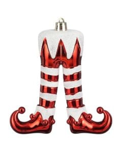 Hanging decoration, Christmas, elf legs, red and white, l11xw3.5xh13cm