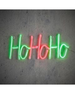 Neon light with Christmas motifs, HOHOHO, IP20, green/red light, l38xw16xh2cm