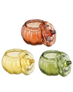 Decorative candle with Christmas motifs, Pumpkin, 3 colors, h8.5xd8.5cm