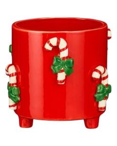 Decorative vase with Christmas motifs, Candy Cane, h14xd16cm