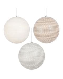 Sfere dekoruese me perla, silver, e bardhe, shampanje, h20xd20cm