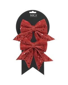 Christmas decorative ribbon, (pk2), red color, l12xw13cm