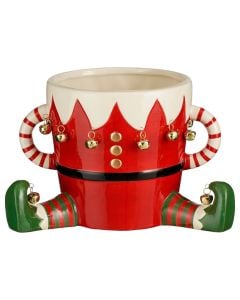 Vazo dekoruese me motive Christmas, Elf, ngjyre e kuqe, l29xw18xh17cm