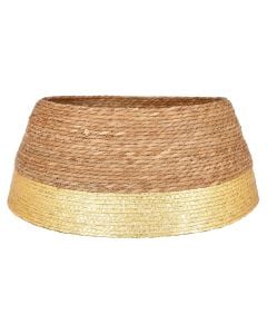 Base for tree, textile, natural color with gold, h26xd58cm