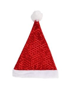 Santa hat, polyester, red red, 30x42 cm