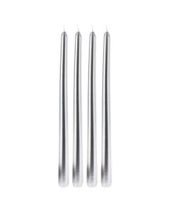 Decorative candle with Christmas motifs, silver color, 30 cm, pk4