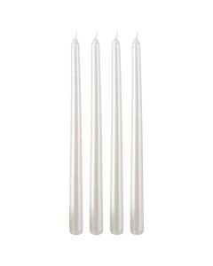 Decorative candle with Christmas motifs, white color, 30 cm, pk4