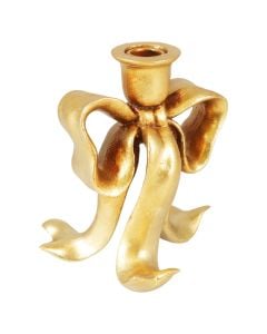 Christmas decorative candle holder, ribbon, gold color, 17 cm